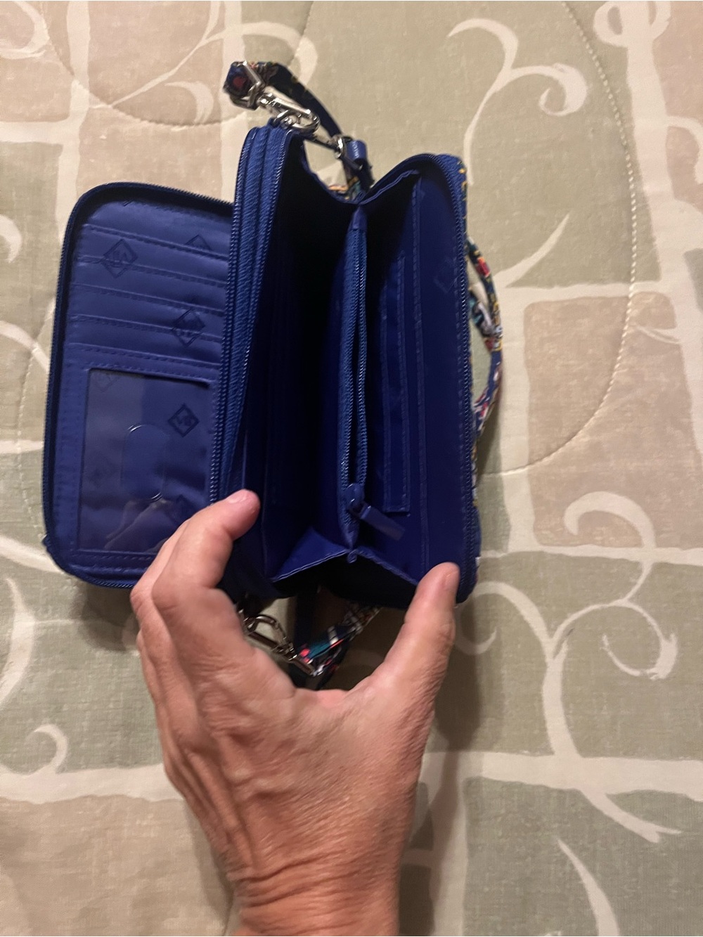 Vera Bradley Navy Multicolor Quilted Crossbody Wallet - Picture 6 of 8